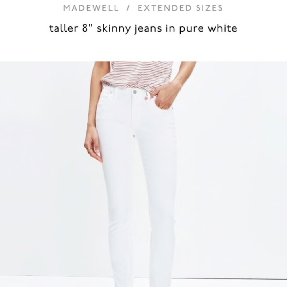 New  TALL Madewell Skinny Skinny Pure White jeans